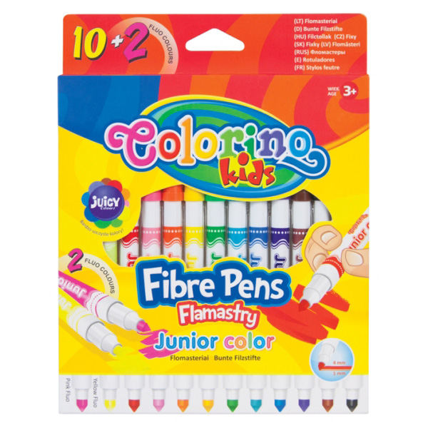 

Фломастеры "Junior", 10 цветов + 2 флюоресцентных цвета