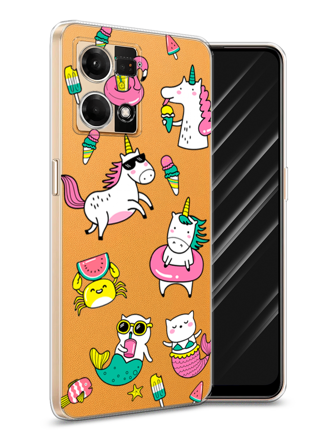 

Чехол Awog на Oppo Reno 8 4G "На отдыхе", Белый;голубой;розовый, 2511450-2