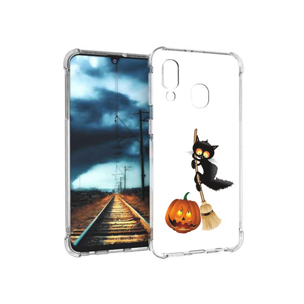 

Чехол MyPads Tocco для Samsung Galaxy A40 хэлуинский котик (PT128655.504.667), Прозрачный, Tocco