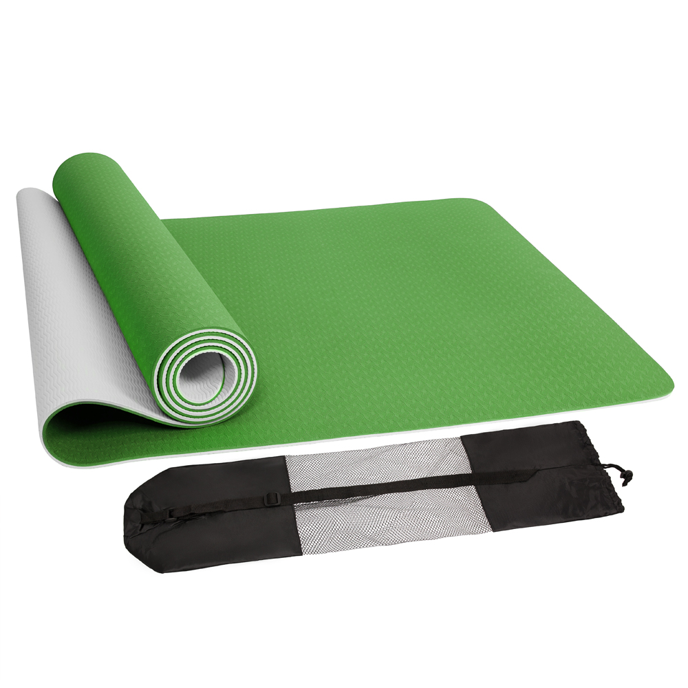 Коврик для йоги STRONG BODY двухсторонний, серо-зеленый, 183 см х 61 см х 0.6 см