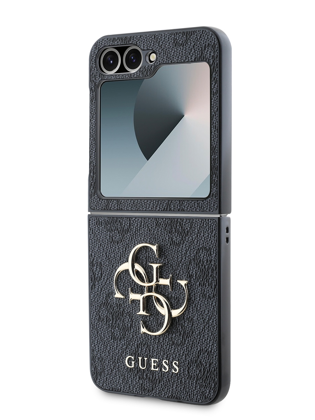 

Чехол Guess для Galaxy Z Flip6 из экокожи с металлическим логотипом, черный