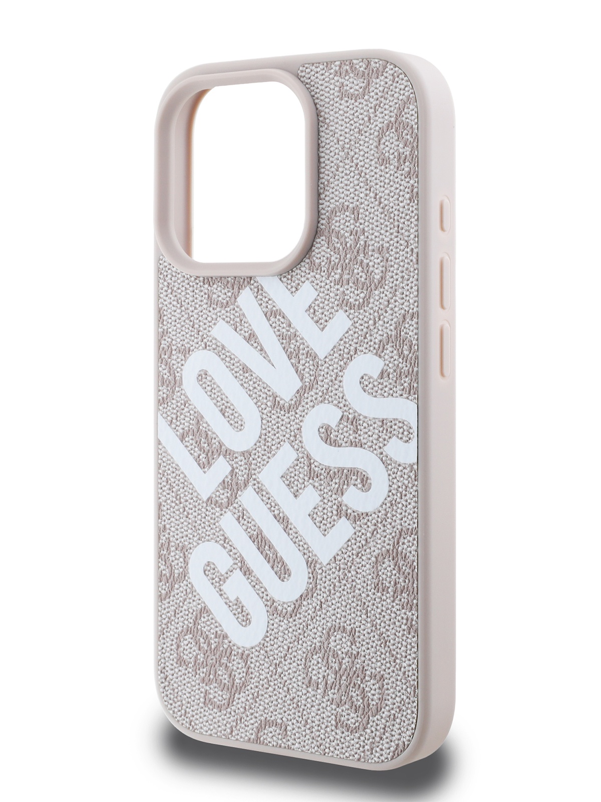 

Чехол Guess для iPhone 16 Pro из экокожи с MagSafe Love logo, розовый
