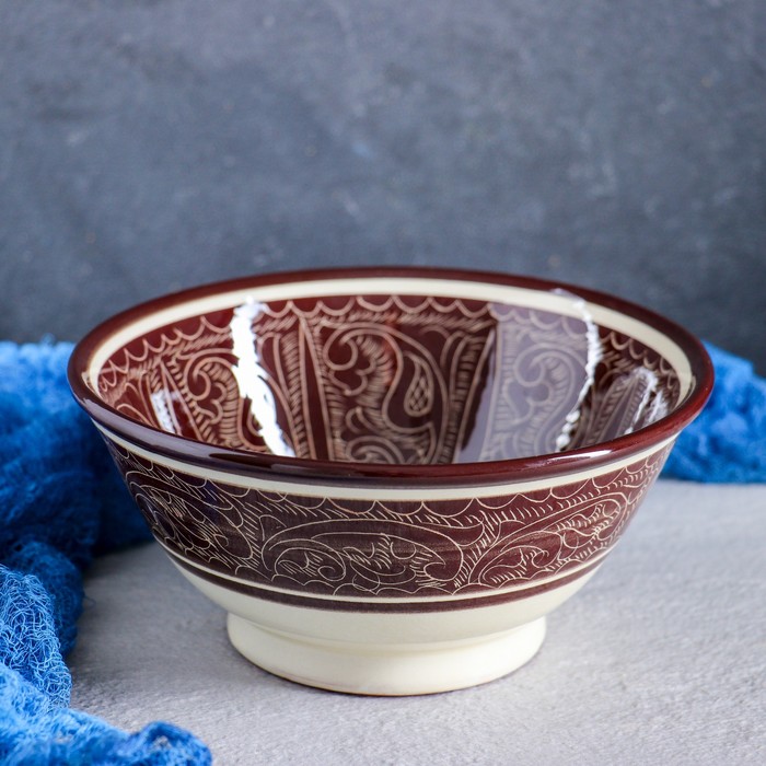 

Шафран Коса, "Риштанская Керамика", большая, D 18 см, коричневая, Красный;белый