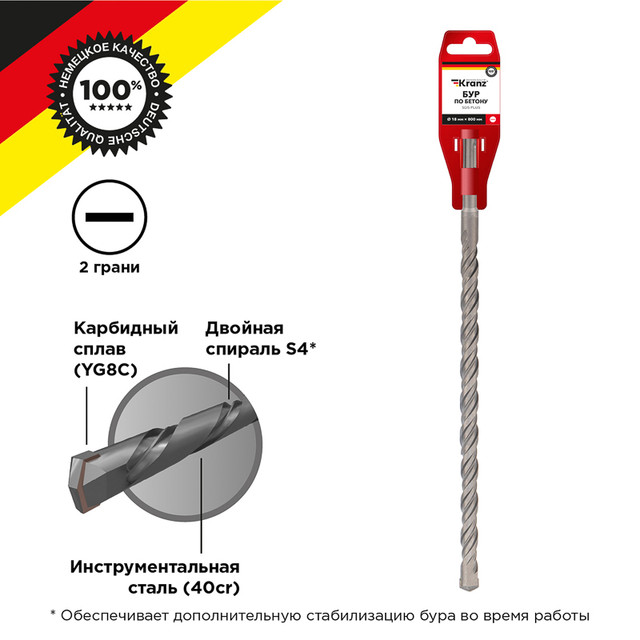 Бур по бетону KRANZ 18x800x740мм SDS PLUS KR-91-0078