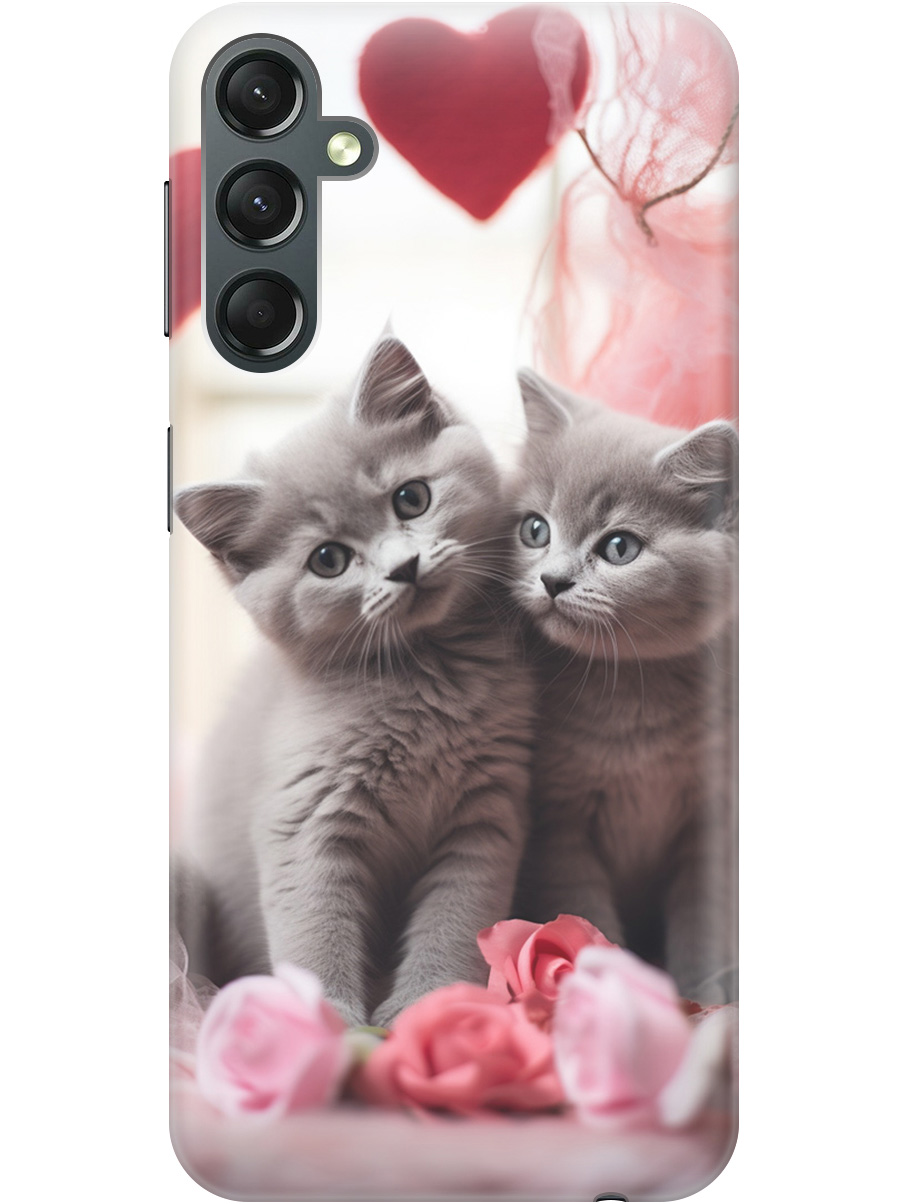 

Силиконовый чехол на Samsung Galaxy A24 с рисунком "Котики и сердечки", Красный;серый, 20001388