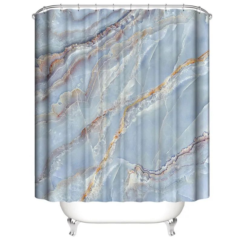 

Штора для ванной Carnation Home Fashions Marble 180x200 blue, Серый;синий
