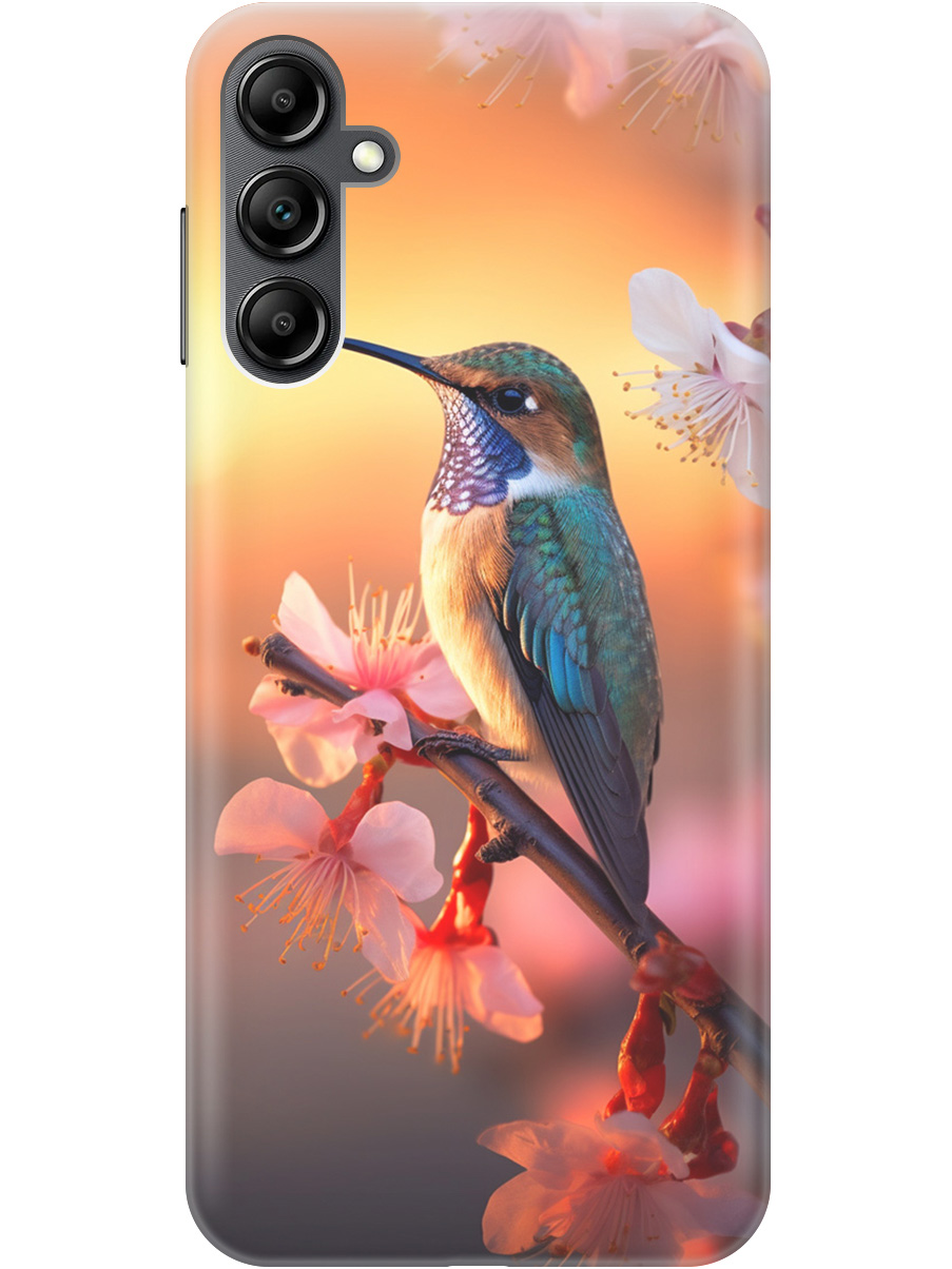 

Силиконовый чехол на Samsung Galaxy A14 с рисунком "Птичка и закат", Желтый;красный, 20001144