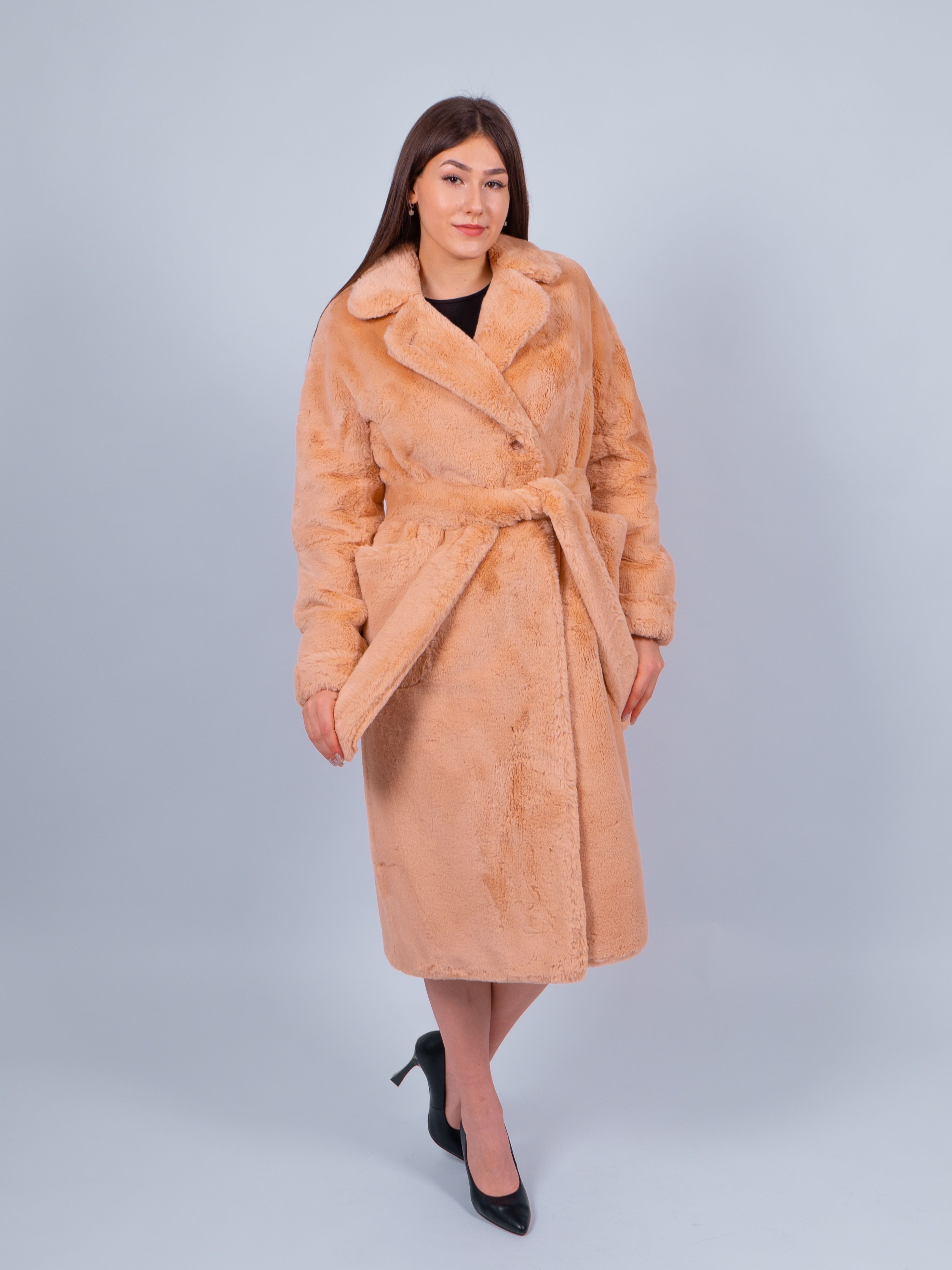 Пальто женское 365 clothes KR-215_1N коричневое 46 RU