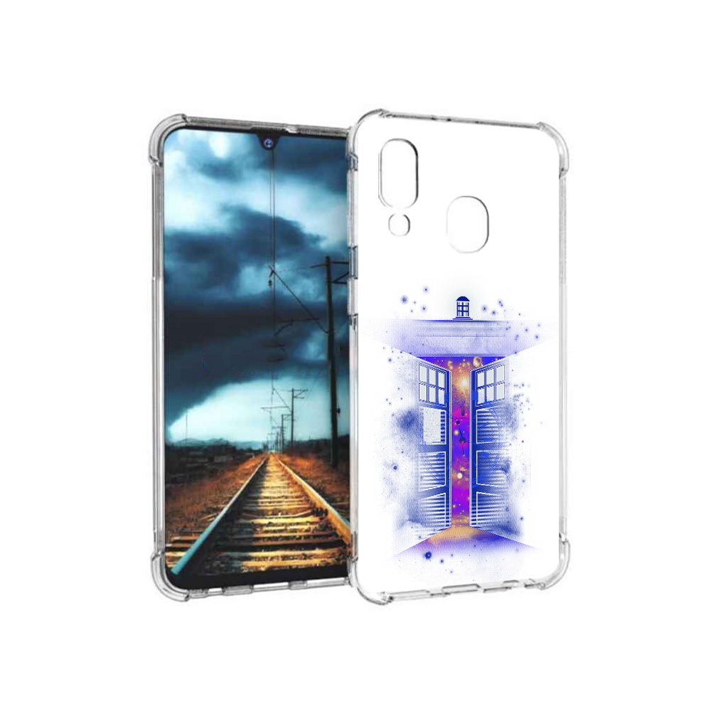 

Чехол MyPads Tocco для Samsung Galaxy A40 фиолетовый уголок абстракция (PT128655.504.659), Прозрачный, Tocco