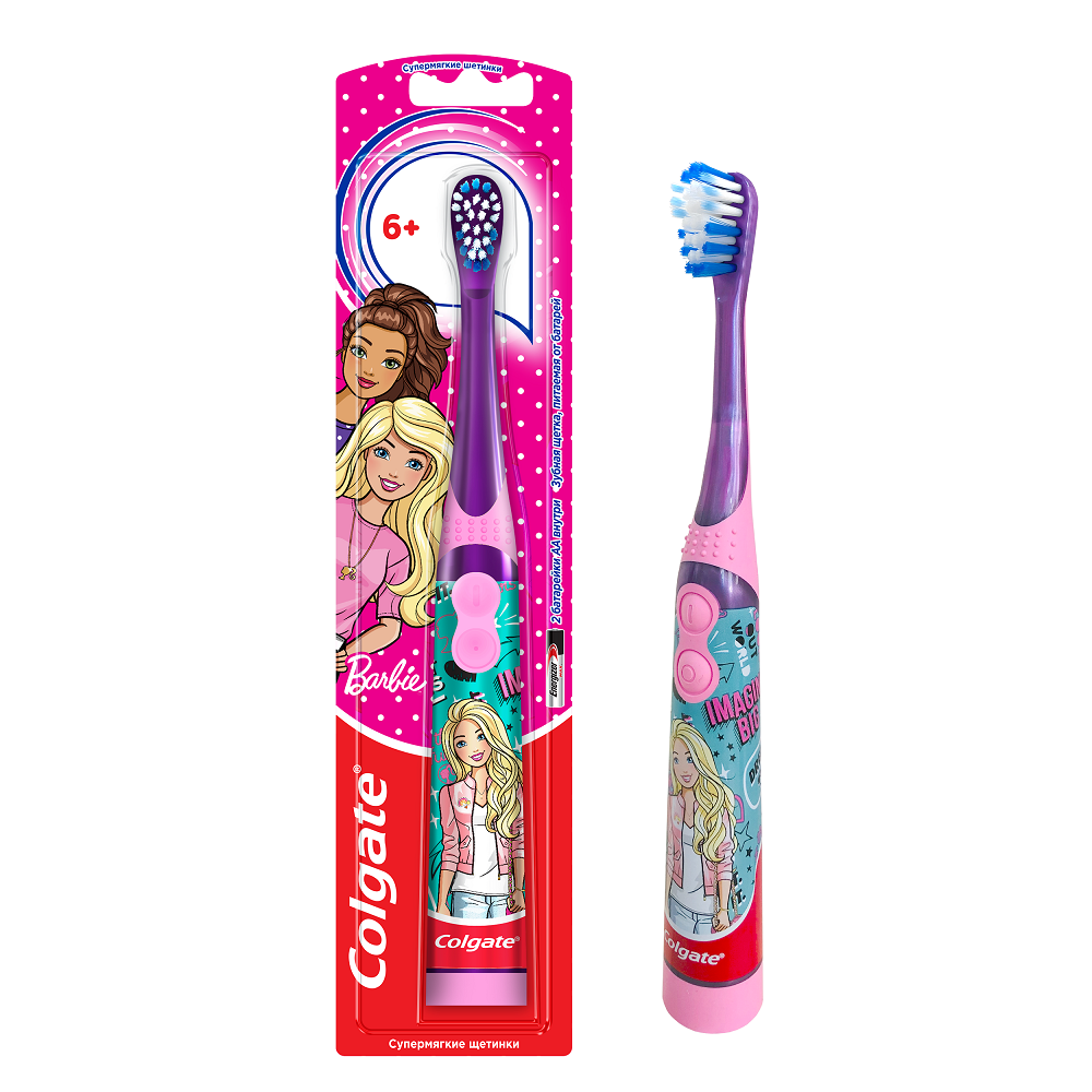 Электрическая зубная щетка Colgate Супермягкие щетинки Barbie Pink/Purple