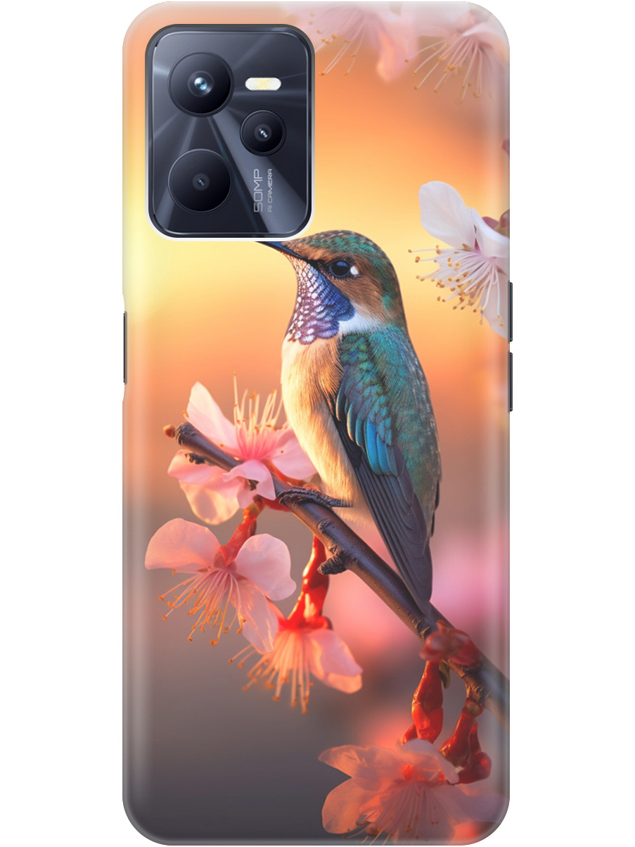 

Силиконовый чехол на Realme C35 с рисунком "Птичка и закат", Желтый;красный, 20000648