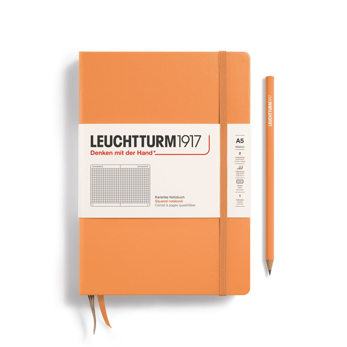 

Блокнот Leuchtturm1917 Classic Medium 369782 125л, в клетку, A5, твердая обложка, абрикос