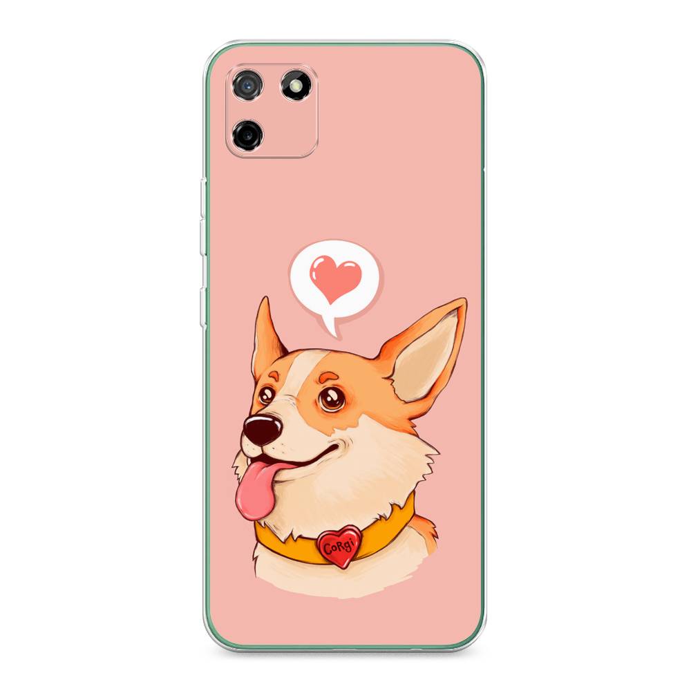 

Чехол на Realme C11 2020 "Корги язык", Розовый;коричневый, 253850-1