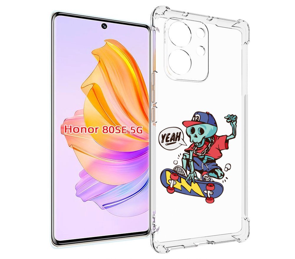 

Чехол MyPads Скелет-на-скейте для Honor 80 SE, Прозрачный, Tocco