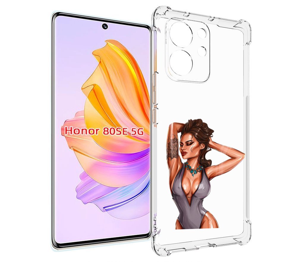 

Чехол MyPads Роскошная-девушка женский для Honor 80 SE, Прозрачный, Tocco