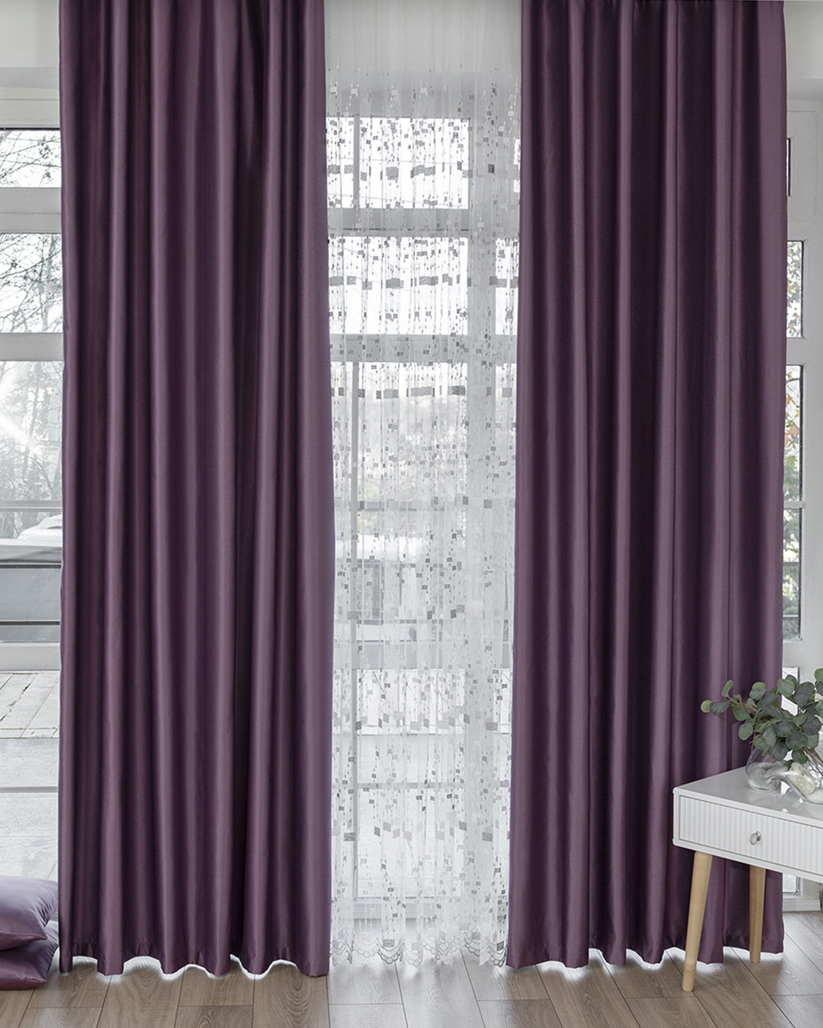 

Штора Evrika Home Адора сатен 250x240 Пурпурный, Адора