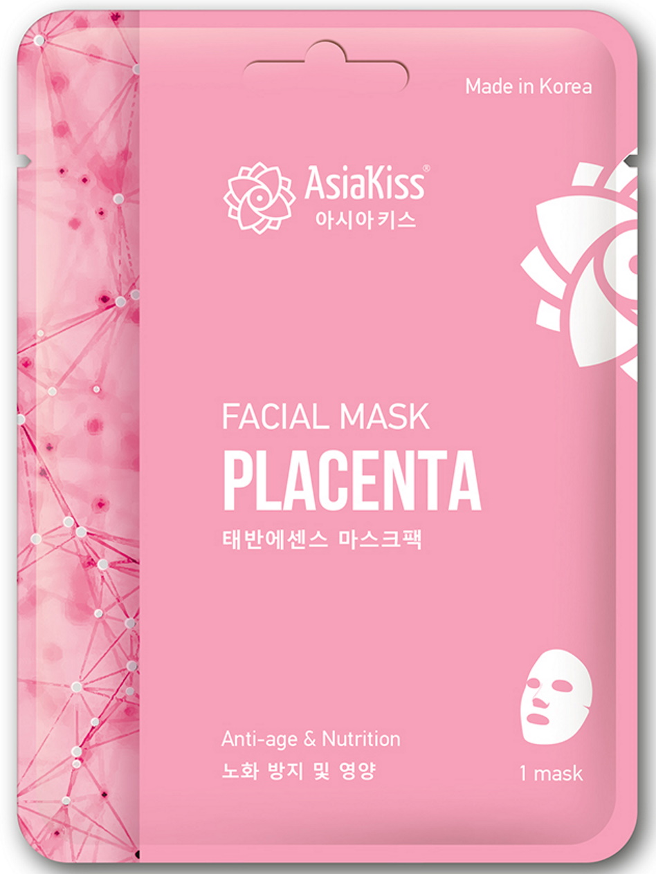 Маска тканевая для лица ASIAKISS с экстрактом плаценты 1 шт гиалуроновая кислота экстракт плаценты tete hyaluronic acid placental extract 3 10 ml