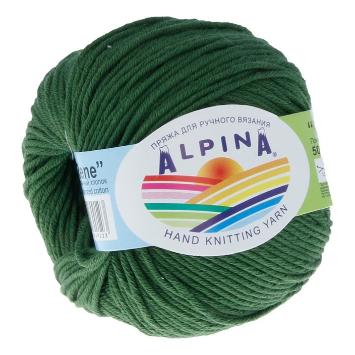 

Пряжа для вязания Alpina Rene 100% мерсеризованный хлопок 105 м 50 г № 987 темно-зеленая, Зеленый