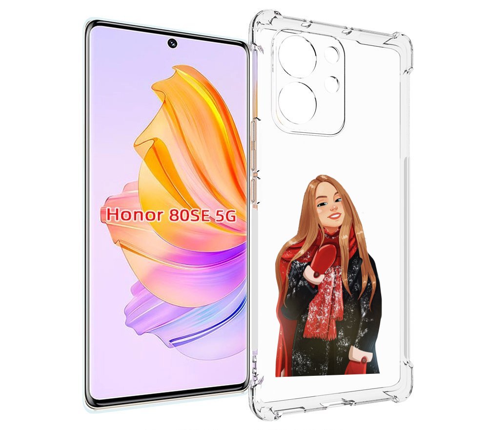 Чехол MyPads Новогодний-зимний-арт женский для Honor 80 SE