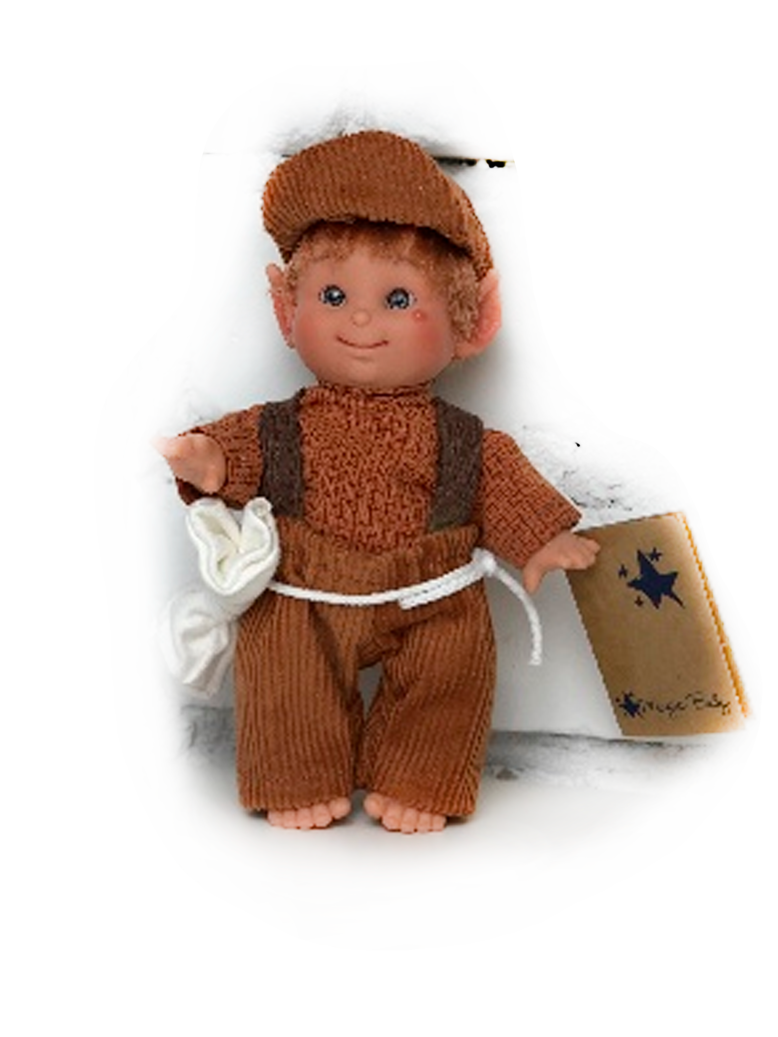 фото Кукла lamagik домовёнок, мальчик, в коричневом комбинезоне и кепочке, 18 см, 151-3