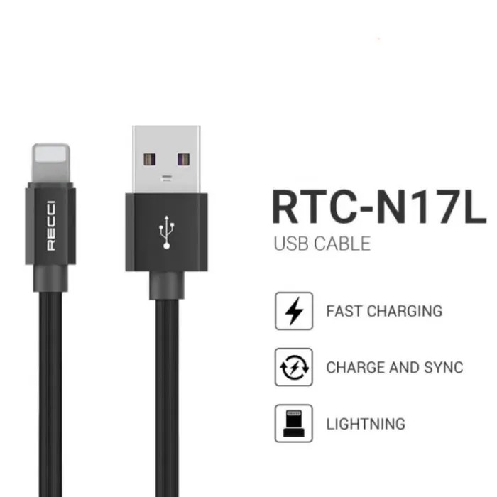 Кабель для зарядки телефона Recci RTC-N17L Star Link USB to Lightning, 1.5 метра, 2.4А - Ч