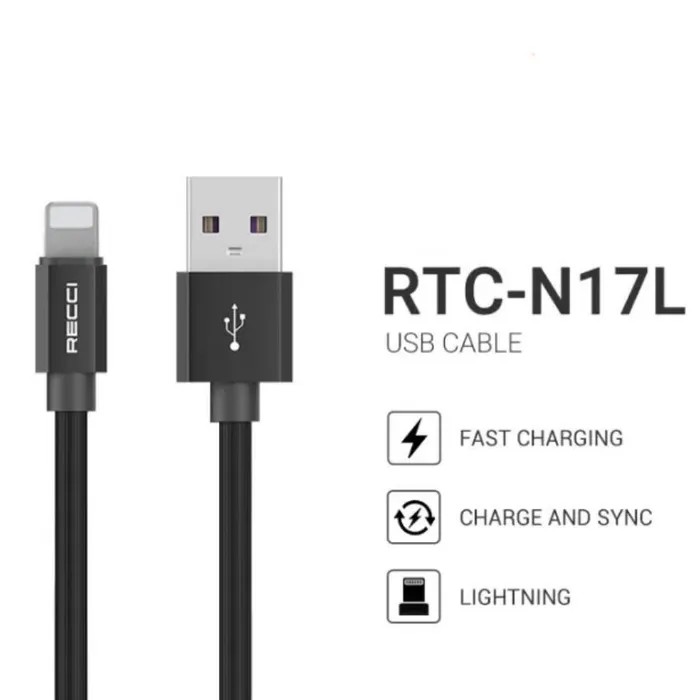 фото Кабель для зарядки телефона recci rtc-n17l star link usb to lightning, 1.5 метра, 2.4а - ч