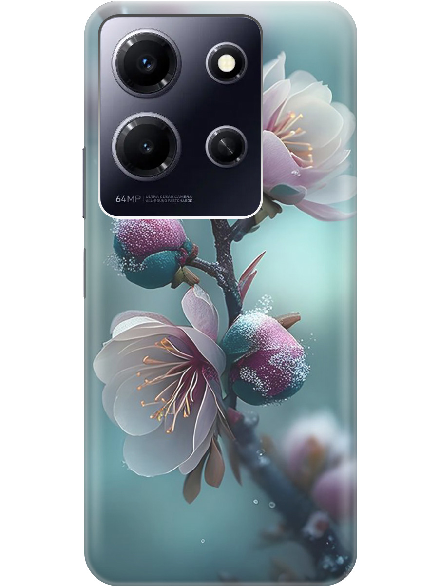 

Силиконовый чехол на Infinix Note 30i с рисунком "Распускающиеся бутоны", Белый;голубой, 20000069