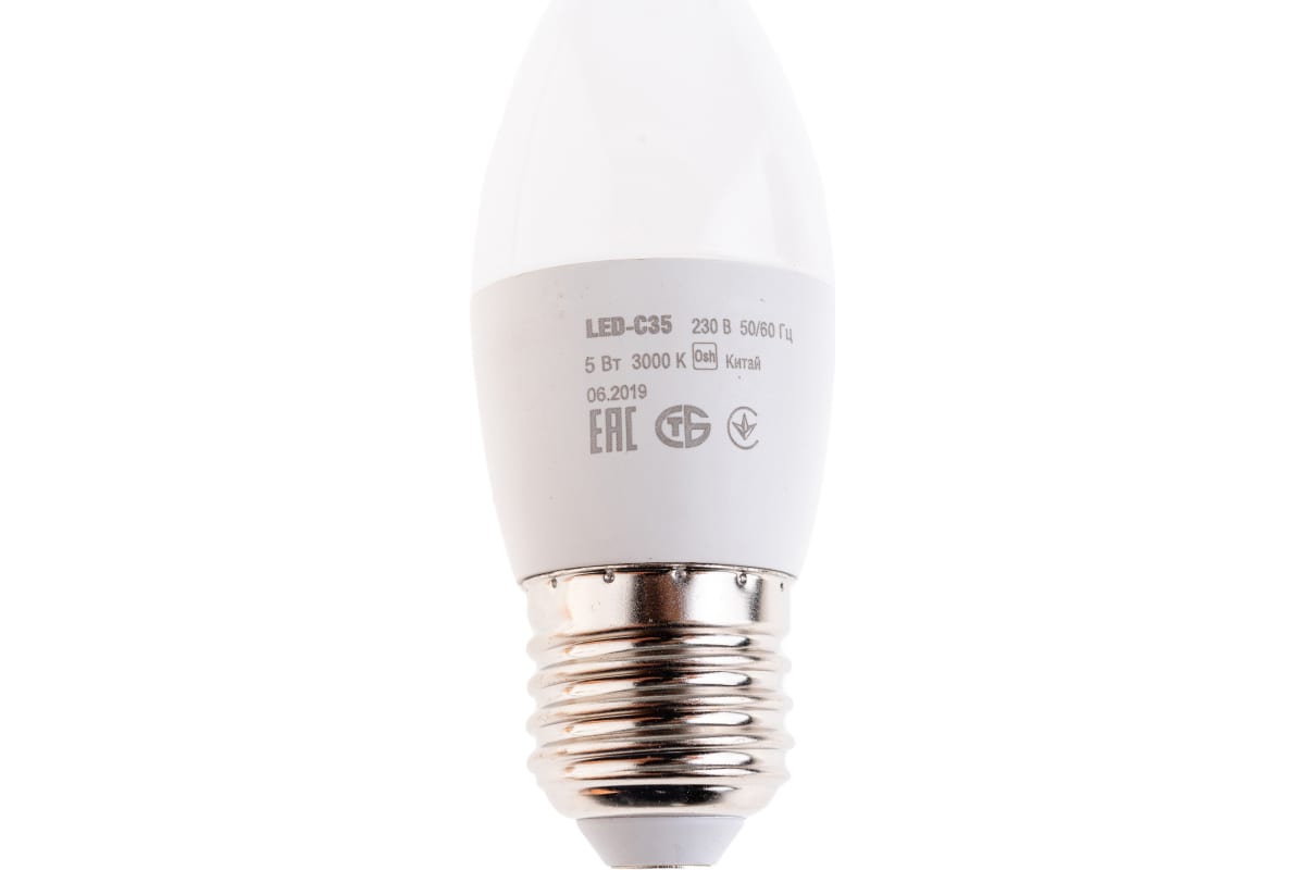 

Лампа IEK LED C35 свеча 5 Вт 230 В 3000К E27 LLE-C35-5-230-30-E27