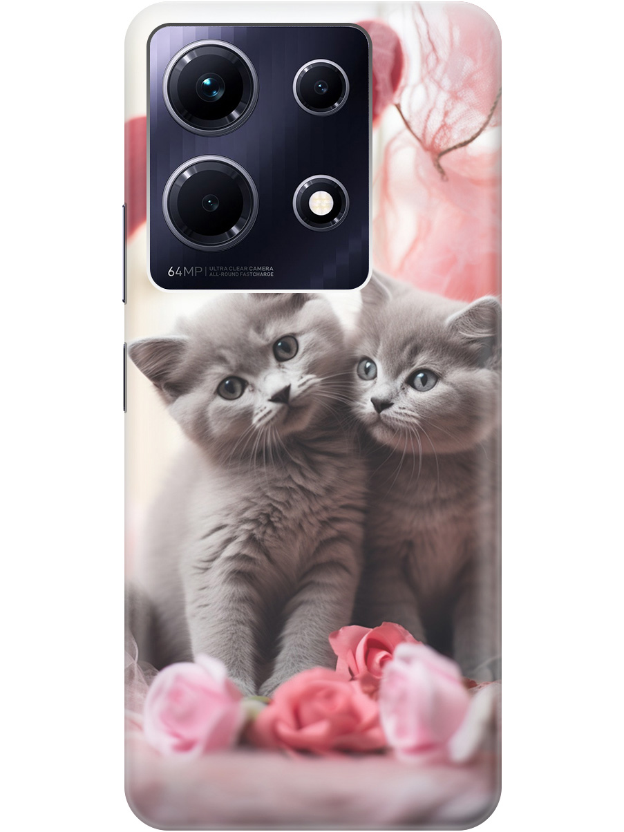 

Силиконовый чехол на Infinix Note 30 с рисунком "Котики и сердечки", Красный;серый, 20000061