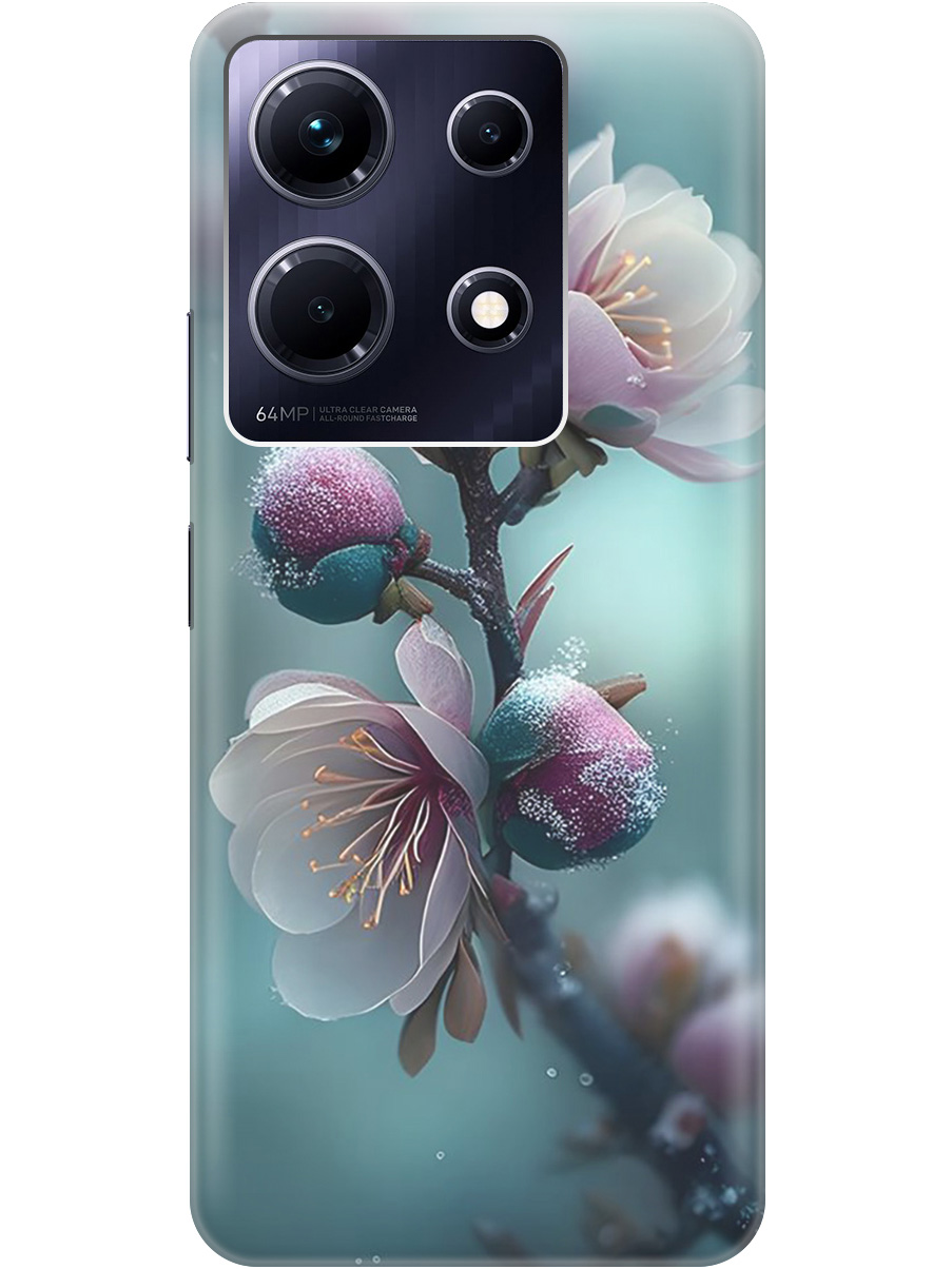 

Силиконовый чехол на Infinix Note 30 с рисунком "Распускающиеся бутоны", Белый;голубой, 20000061