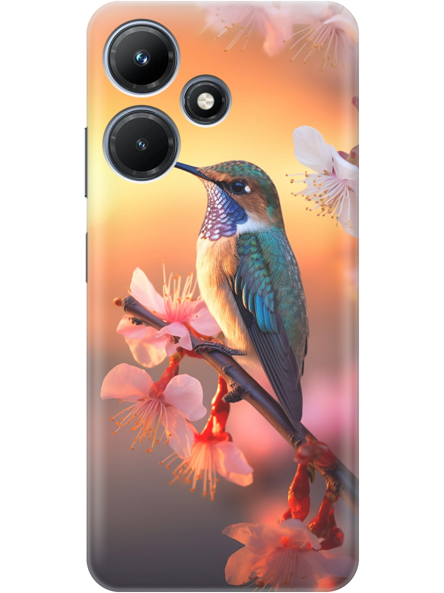 

Силиконовый чехол на Infinix Hot 30i с рисунком "Птичка и закат", Желтый;красный, 20001108