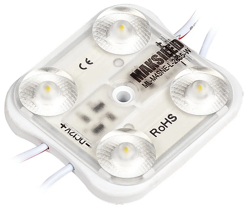 

MAKSILED Светодиодный модуль 1.2Вт, 12В, IP67, SMD2835 4LED, 180лм, холодный белый, 20 шт.