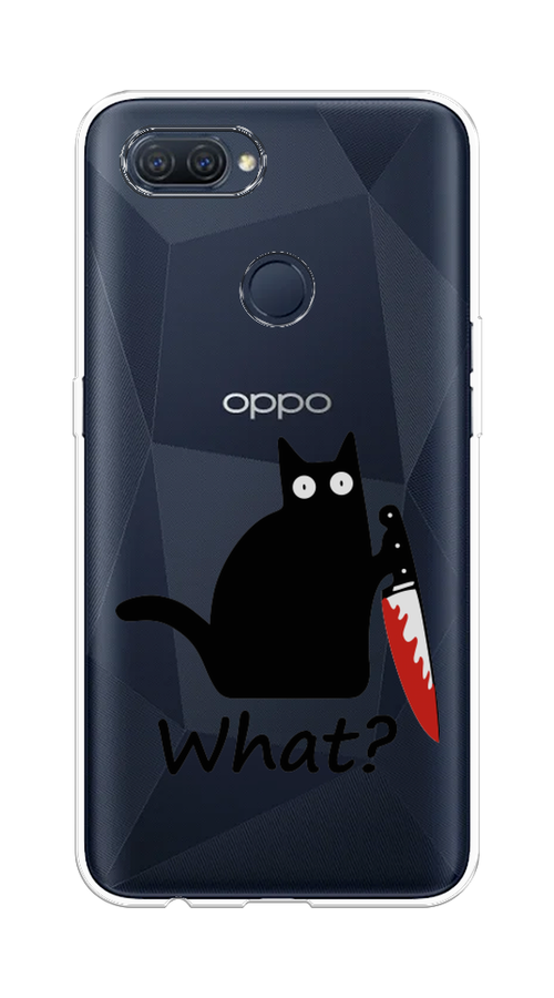 

Чехол на Oppo A12 "Котик с ножом", Черный;красный, 253450-6