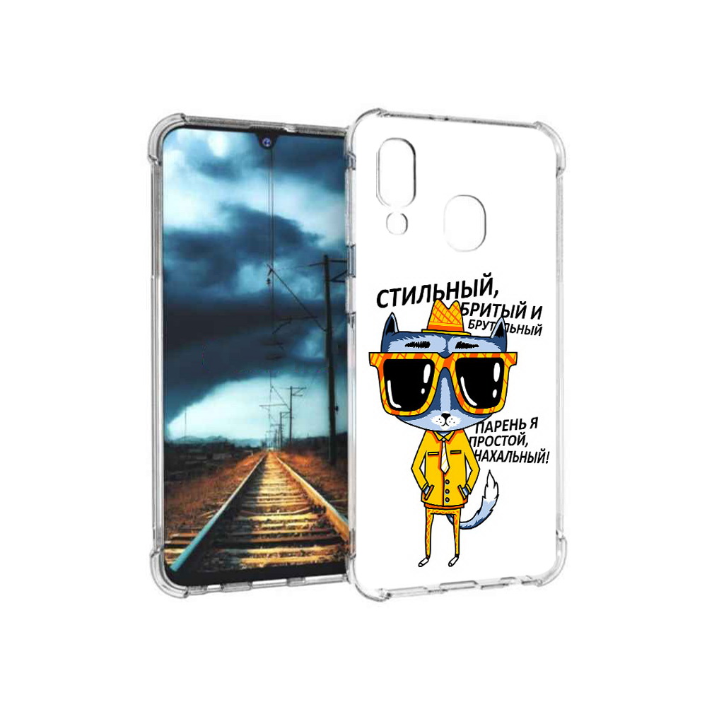 

Чехол MyPads Tocco для Samsung Galaxy A40 стильный кот (PT128655.504.625), Прозрачный, Tocco