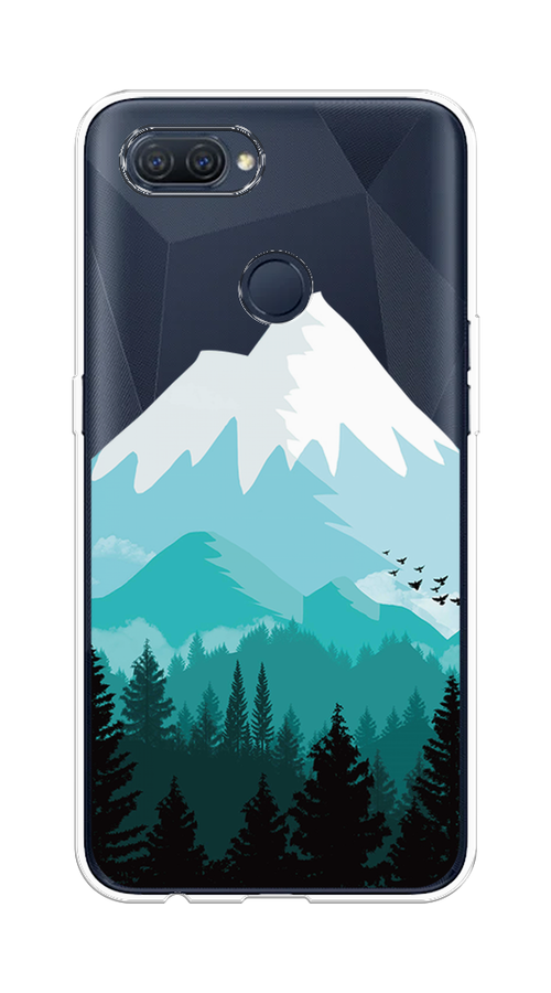 

Чехол на Oppo A12 "Синяя снежная гора", Белый;голубой, 253450-2
