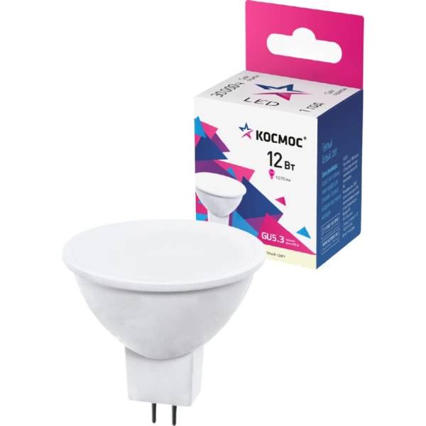 

Светодиодная лампа КОСМОС LED JCDR 12Вт 220В GU 5.3 3000K, LkecLED12wJCDRC30