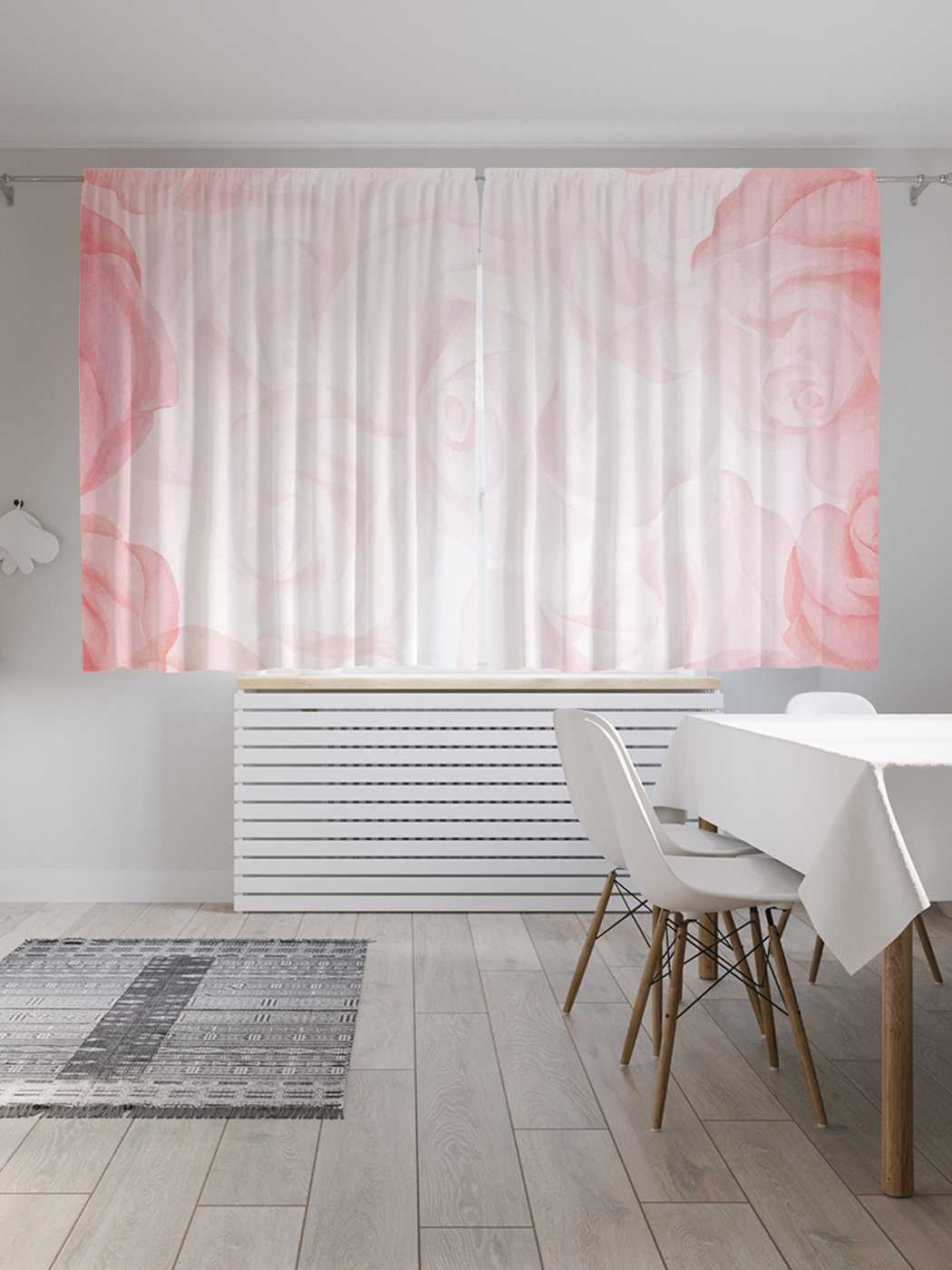 

Шторы JoyArty с фотопечатью "Обрамление розами" из сатена, 290х180 см, Обрамление розами