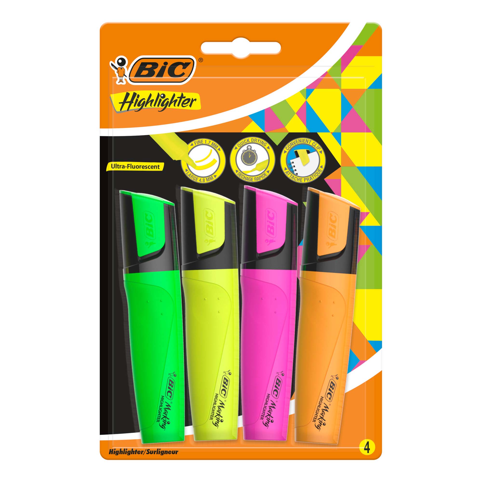 Текстовыделители Bic Highlighter Ultra Flourescent 4 шт в ассортименте