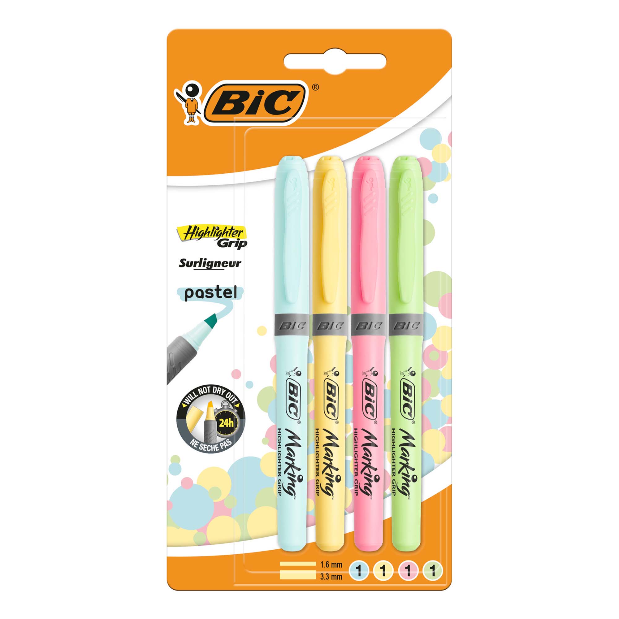 Текстовыделители Bic Highlighter Grip Pastel 4 шт