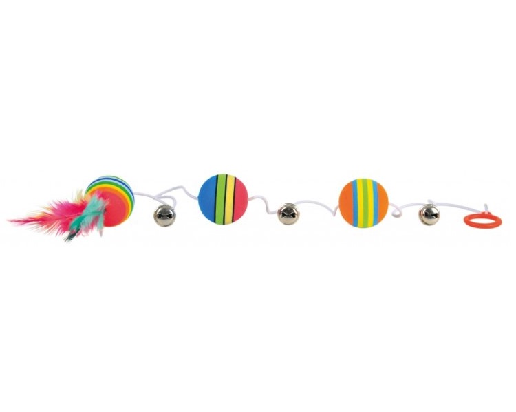 Дразнилка для кошек TRIXIE Мячики с колокольчиками, разноцветный, 80 см