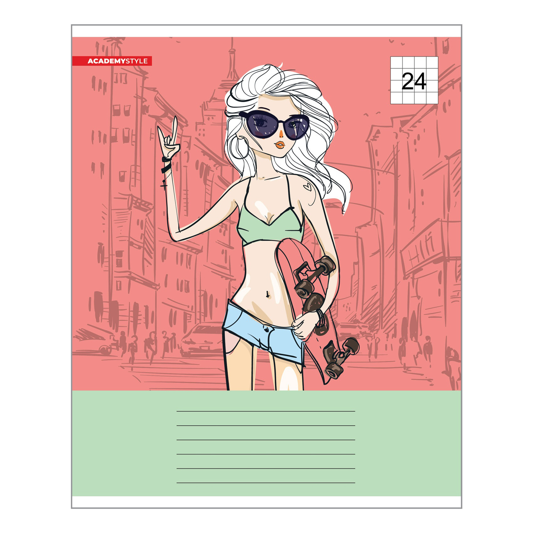 

Тетрадь общая Academy Style 24 листа А5 в клетку в ассортименте