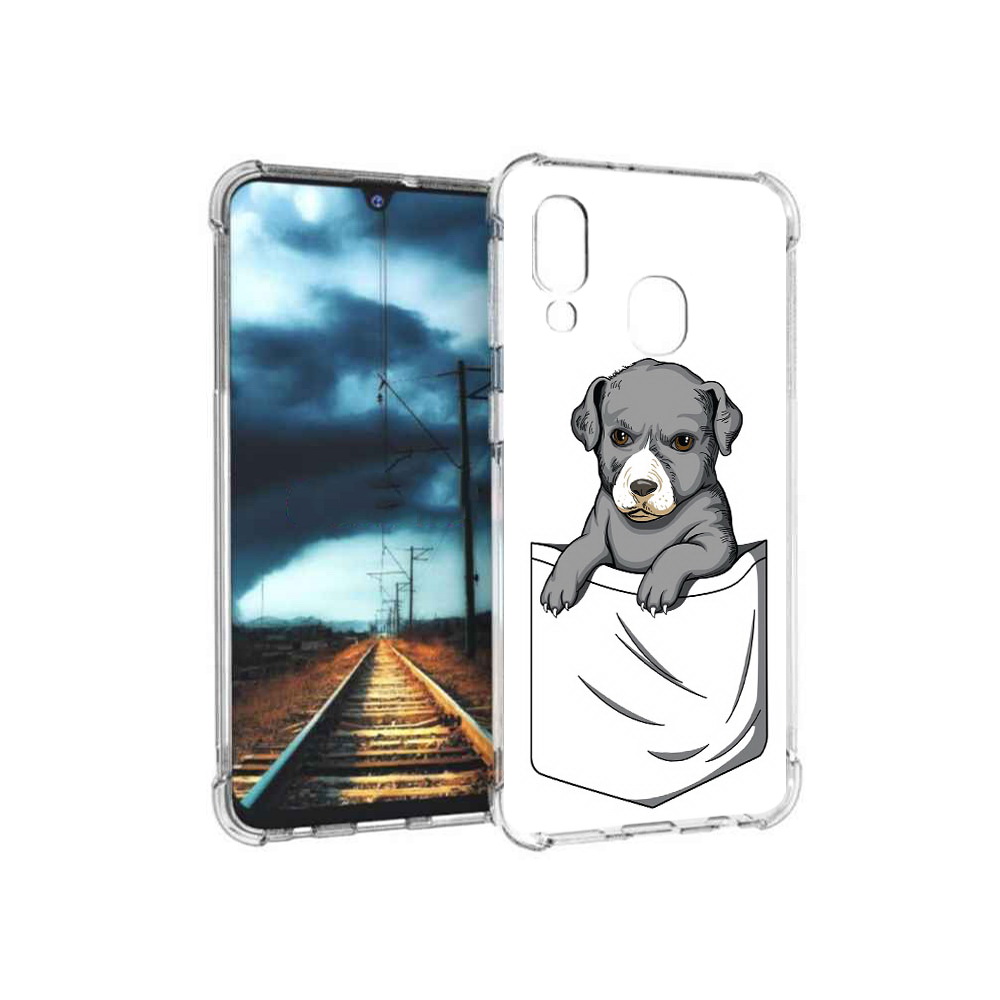 

Чехол MyPads Tocco для Samsung Galaxy A40 собачка в кармане (PT128655.504.611), Прозрачный, Tocco