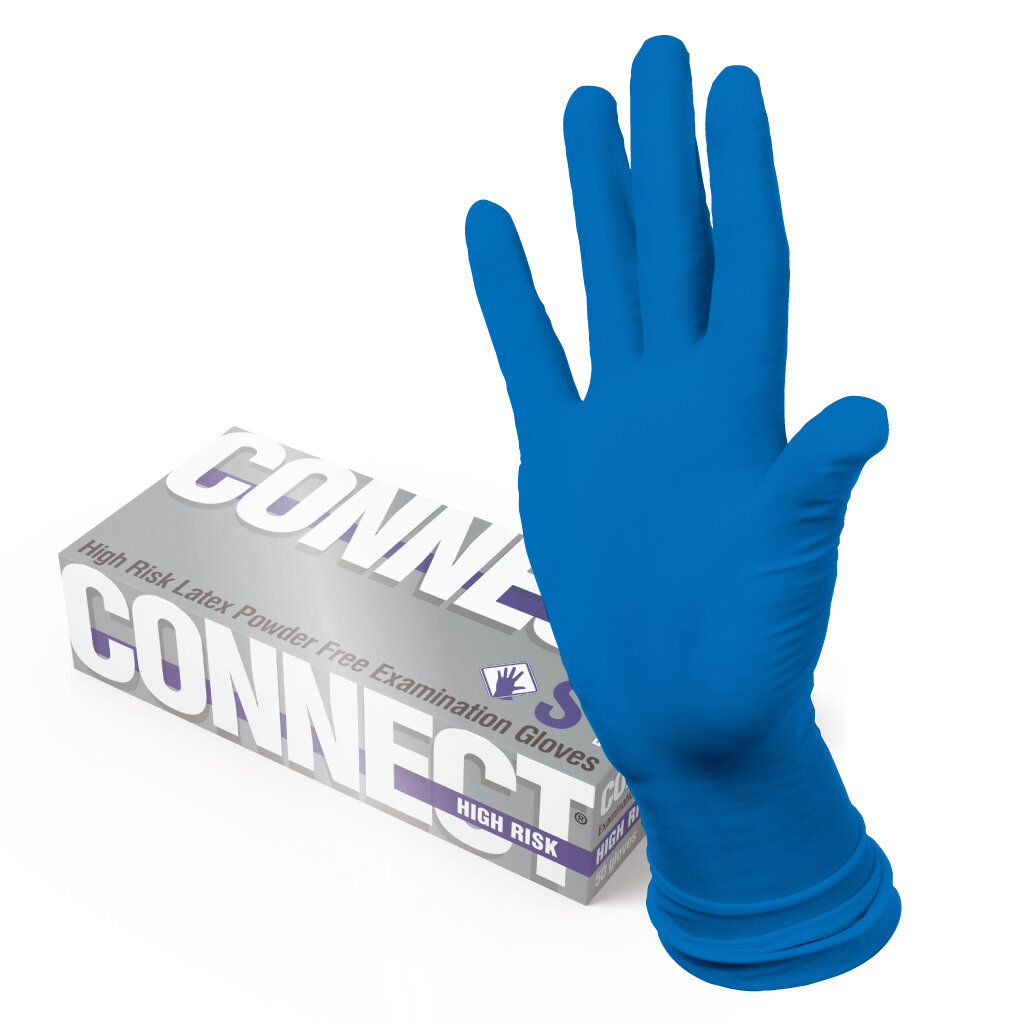 Перчатки латексные повышенной прочности Connect High Risk синие S 50 шт.