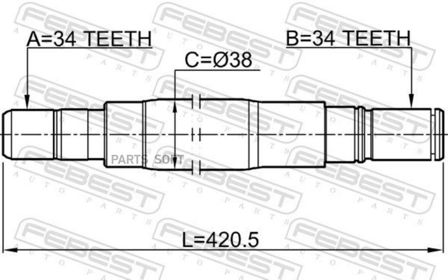 

FEBEST 1812-MOKRH Полуось правая 34x421x34 1шт