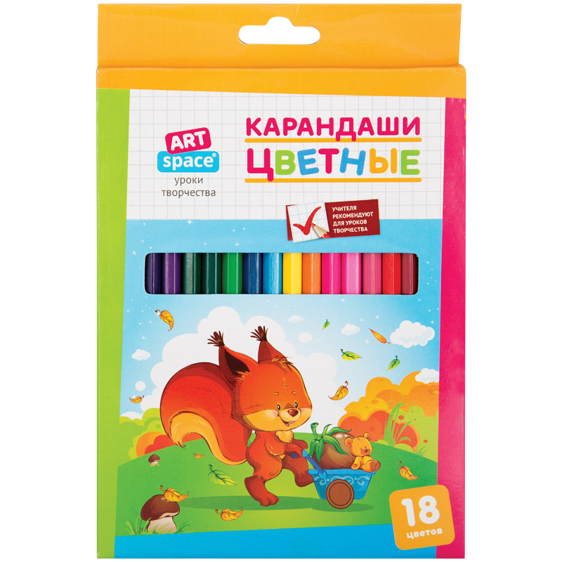 

Карандаши "Зверята", 18 цветов, заточенные