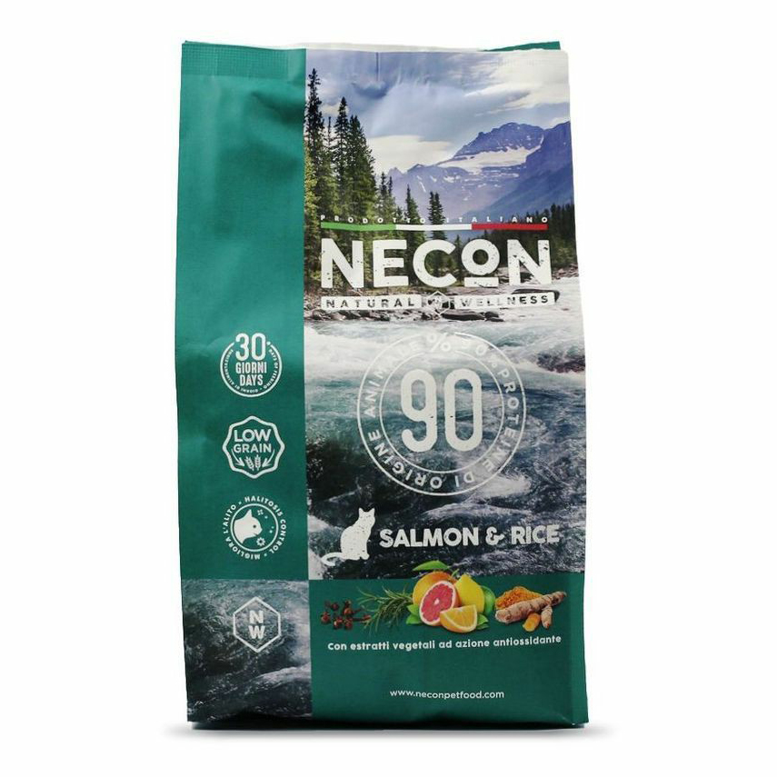 Сухой корм для кошек Necon Natural Wellness лосось и рис, 400г