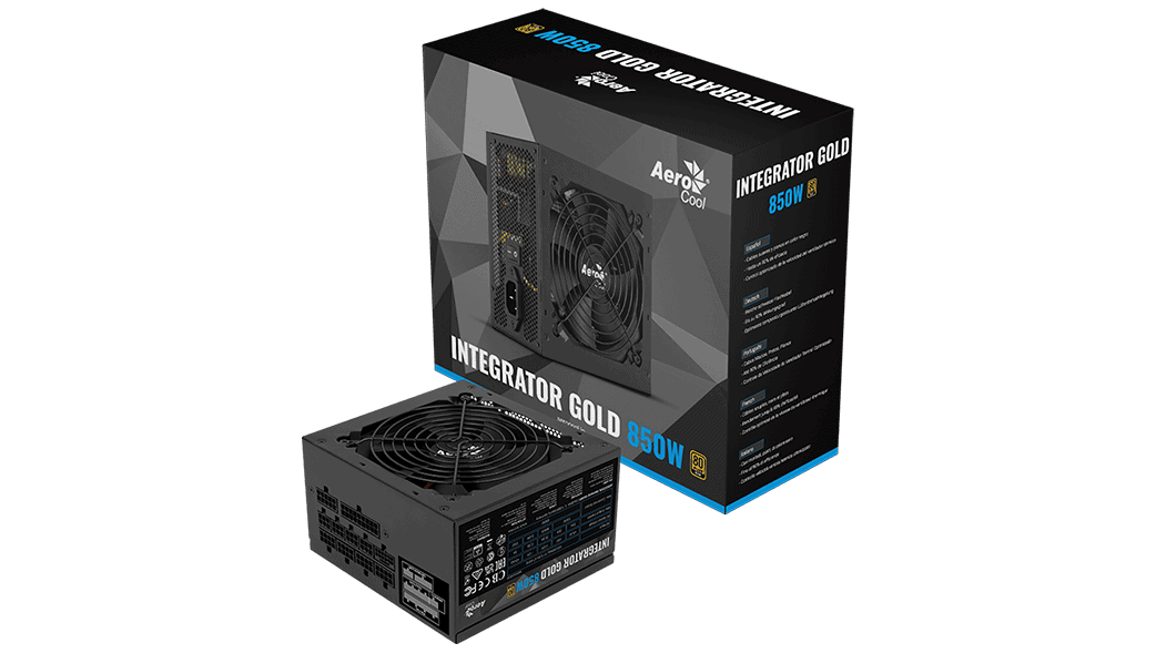 

Блок питания AeroCool Integrator Gold 850W, Черный, Integrator Gold 850W