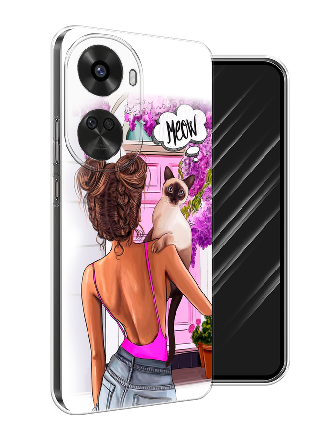 

Чехол Awog на Huawei Nova 11 SE "Девушка с кошкой", Розовый;коричневый, 6122650-1