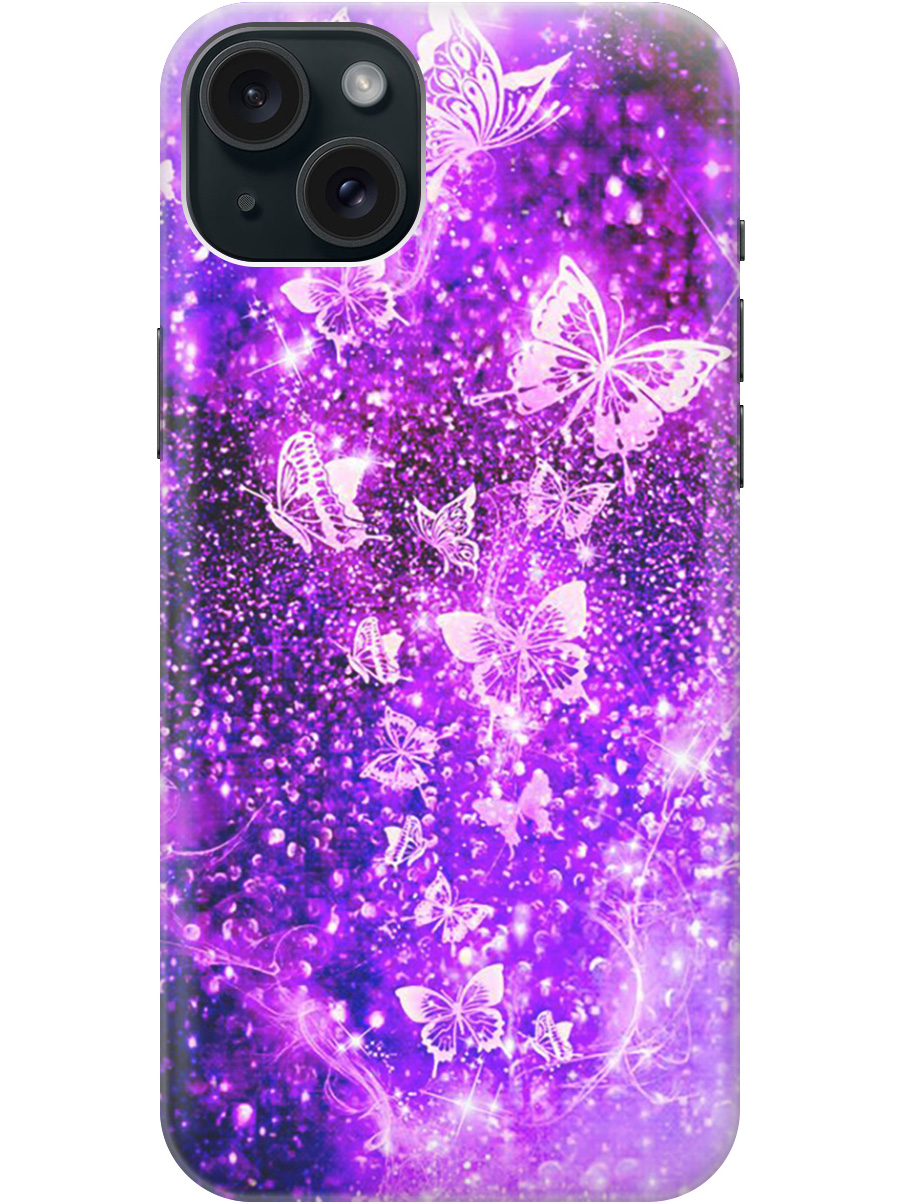 

Силиконовый чехол на Apple iPhone 15 Plus с рисунком "Фиолетовые бабочки", Фиолетовый;черный, 20000005