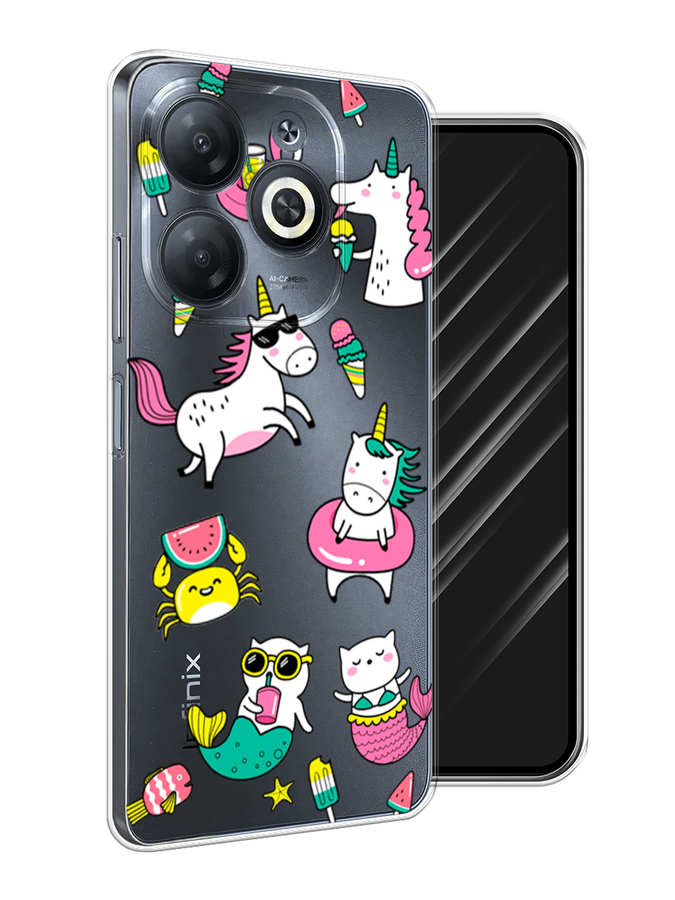 

Чехол Awog на Infinix Smart 8 "На отдыхе", Белый;бирюзовый;розовый, 3105150-1